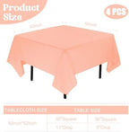 4 Pack Square Table Cloth 52x52 Inch Tablecloth Machine Washable Fabric Polyester Table Cover for Dining, Buffet Parties, Picnic, Events, Weddings Decor（Peach Coral） - Image 2