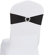 Pack of 60 Spandex Chair Sashes Bows Stretch Chair Cover Band with Buckle Slider Universal Elastic Chair Ties for Wedding Banquet Party Event Decoration (Black) by Howhic