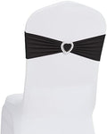 Pack of 120 Spandex Chair Sashes Bows Stretch Chair Cover Band with Buckle Slider Universal Elastic Chair Ties for Wedding Banquet Party Event Decoration (Black) by Howhic