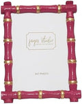 Jaye's Studio Cast Metal Decorative Photo & Picture Frame With Easel Stand, Glass Display, Handmade Bamboo Design, Tarnish Resistant Finish, Gracie Chloe Line, 3 Size Options (Pink, 5x7) by JayesStudio