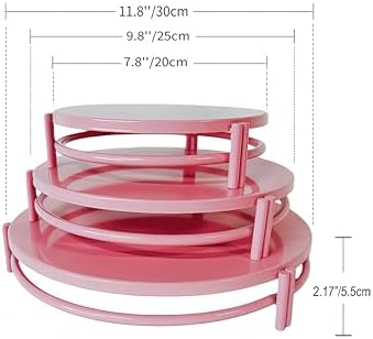 Pink 3Pcs Nesting Metal Cake Plate Stand Set 8" 10" 12" Dessert - Image 5