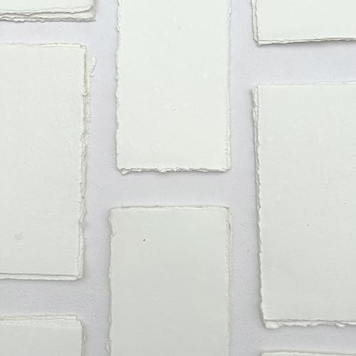 Handmade Deckle Edge Cotton Rag Paper 4x9” – 150 GSM Premium Blank Invitation Sheets | Rustic Textured Card Stock for Wedding Invites, Baby Showers, Crafting & Calligraphy (Pack of 100) - Image 3