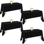 4 Pack Rectangle Tablecloth 60x126 Inch Black Washable Polyester Table Cover for Wedding Dining Table Buffet Parties Banquet Decoration（Black） by JALANCY