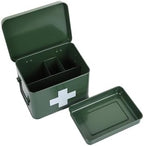 Lassos Boutique Retro Enameled First Aid Box for Medicine Storage and Home Decor with Lid and Removable Tray (Green/White) - Image 2