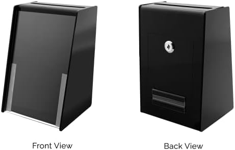 Black Donation Box with Lock Acrylic Ballot Collection Bin with 5.5" x 8.5" Slide In Sign Holder for Raffles Contests Votes and Tips by Marketing Holders - Image 2