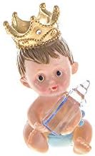 Keepsake Figurine 12 pcs Baby Boy Wearing Crown Holding Bottle | Awesome Decorations or Party Favors | for Pregnancy Announcements, Gender Reveals, Birthday and Special Celebrations - Image 2