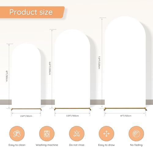 Arch Backdrop Cover Stretchy Backdrop (White, 6+6.6+7.2FT) - Image 2