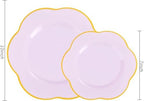 Liacere 50PCS Purple Plastic Plates-Heavy Duty Lavender Purple Disposable Plates-Purple Gold Plastic Plates-25PCS Purple Dinner Plates,25PCS Purple Dessert Plates for Party & Baby Shower ＆ Wedding - Image 3