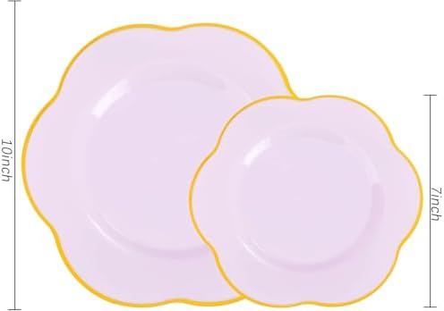 Liacere 50PCS Purple Plastic Plates-Heavy Duty Lavender Purple Disposable Plates-Purple Gold Plastic Plates-25PCS Purple Dinner Plates,25PCS Purple Dessert Plates for Party & Baby Shower ＆ Wedding - Image 3
