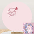 6.5x6.5ft Pure Pink Round Backdrop Cover Polyester We Can Bearly Wait Cute Bear Baby Shower Circle Background Arch Stand Cover for Gender Reveal Pregnancy Party Decorations Cake Table Banner by TTQYFNM