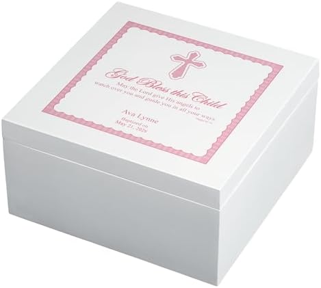 Let's Make Memories Personalized Keepsake Box for Blessed Child - Memories Box - Baptism - Confirmation - Memento Storage - For Girls - 6" Hx12 Sq - God Bless - Pink - Image 2