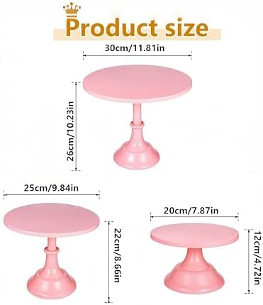 3Pcs Metal Cake Stand Set 8/10/12 Inch Pink Dessert Display Stand - Image 5