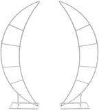 Wedding Arch Stand for Ceremony 2PCS Moon-Shaped White Modern Metal Balloon Arch Stand Kit Garden Floral Arch Frame Background for Anniversary Birthday Party Decoration Home Garden Outdoor Lawn Decor - Image 3