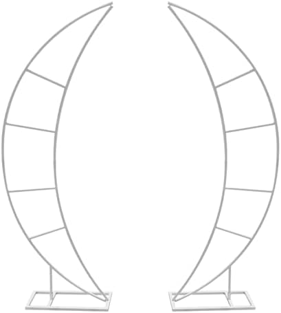 Wedding Arch Stand for Ceremony 2PCS Moon-Shaped White Modern Metal Balloon Arch Stand Kit Garden Floral Arch Frame Background for Anniversary Birthday Party Decoration Home Garden Outdoor Lawn Decor - Image 3