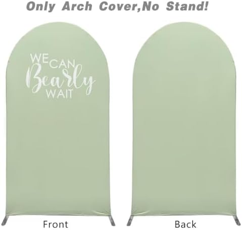 Arch Backdrop Covers Light Green Birthday Party Decorations We Can Bearly Wait Arched Stand Spandex Fabric Cover for Baby Shower Parties Decor (3.3x6.6FT) - Image 5
