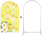 Honeycomb Arched Fabric Backdrop Covers Honey Bee Theme Arch Stand Cover for Baby Shower Birthday Decoration(Cover+Arch Stand) - Image 2