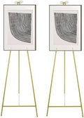 2pcs Wedding Welcome Sign Holder Portable Easel Display Stand for Poster Gold Metal Party Sign Stand Background Decor Tall Floor Easel Frame for Photo Reception Board Birthday Baby Bridal Shower Graduation (61.6''H) by Unknown