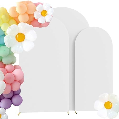 HAINARverS Set of 3 Stretchy Arch Backdrop Covers, White, 6FT/6.6FT/7.2FT by HAINARverS