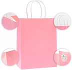 Nexmint Pink Gift Bag 8"x10.5": 120 Pack Bulk Medium Kraft Paper Bags with Handle. Great for Birthdays,Baby Shower,Gifts,Gender Reveal,Party Favors,Treats,Goodies,Shopping,Business,Retail,Bakery - Image 3