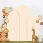 FANPROMS Wedding Arch Cover Beige 5ft 6ft 7ft Spandex Arch Backdrop Cover Set of 3 Balloon Arch Cover Backdrop Fabric for Banquet Chiara Arch Stand Cover for Bridal Shower Party Decorations by FANPROMS