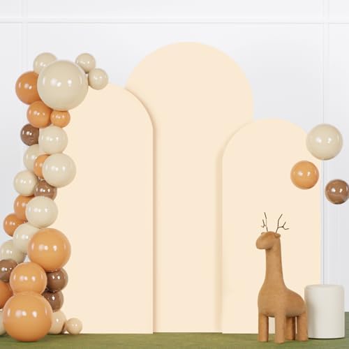 FANPROMS Beige Arch Cover Set 6FT 6.6FT 7.2FT Spandex Arch Stand Covers Chiara Round Top Arch Cover for Wedding Half Arch Covers Arch Stand Cover for Baby Shower Party by FANPROMS