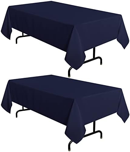 sancua 2 Pack Navy Tablecloths 60x102 Inch for 6 Feet Rectangle Tables by sancua