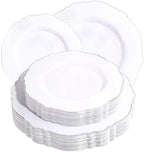 WDF 60pcs Silver Plastic Plates-Baroque White &Silver Plates for Upscale Parties &Wedding-including 30Plastic Dinner Plate 10.25inch, 30 Salad Plate 7.5inch for Baby/Shower/Wedding/Independence Day by WDF