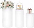 Cylinder Stands for Party 3Pcs, White Round Cylinder Pedestal Display Plinth Pillars,Round Reusable Dessert Display Tables ,Easy To Store for Wedding Party Decor 35.4''(L),29.5''(M),23.6''(S) by Unknown