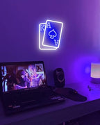 Blue Poker Neon Led Signs for Man Cave, Ace & King Playing Card Neon Signs for Wall Decor Men, Neon Bar signs, 10-level Dimmable - Image 4