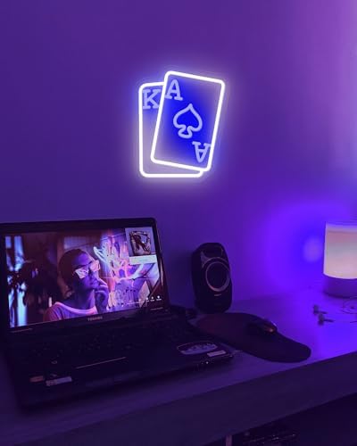 Blue Poker Neon Led Signs for Man Cave, Ace & King Playing Card Neon Signs for Wall Decor Men, Neon Bar signs, 10-level Dimmable - Image 4