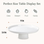 10 Inch Ceramic Cake Stand - Elegant White Pedestal Cake Plate with Non-Slip Base for Wedding, Birthday, Baby Shower, Cupcake and Dessert Table Display, Food-Safe Round Cake Platter - Image 2
