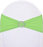 50pcs Lime Green Spandex Chair Sashes for Wedding Party Banquet Decoration Elastic Chair Cover with Buckle Engagement Event Birthday Graduation Meeting Baby Shower by SweetEasy