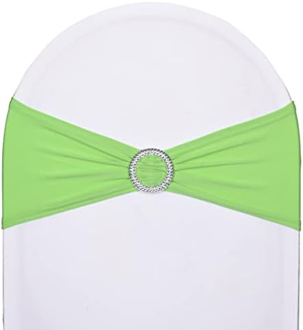 50pcs Lime Green Spandex Chair Sashes for Wedding Party Banquet Decoration Elastic Chair Cover with Buckle Engagement Event Birthday Graduation Meeting Baby Shower by SweetEasy