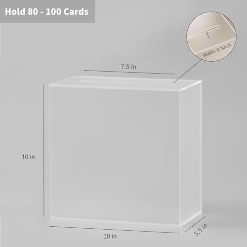 UNIQOOO Frosted Acrylic Wedding Card Box with Slot, Thick DIY Large 10x10x5.5 inch w/No Print, Wedding Receptions Wishing Well Money Box, Birthday, Memory Box, Suggestion Boxes, Acrylic Ballot Box - Image 3