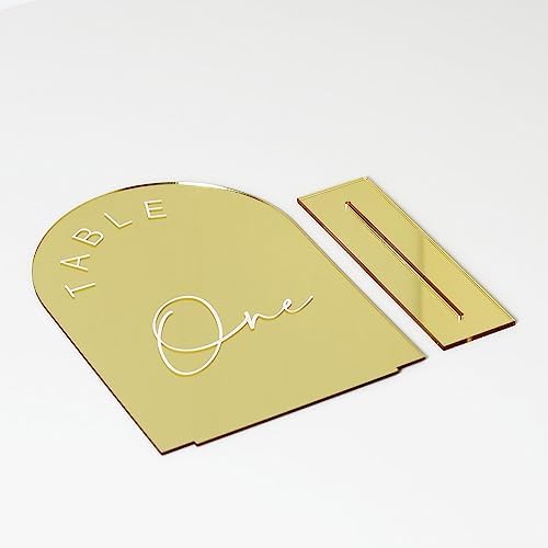 Gold Mirror Arched Wedding Table Numbers 1-15 with Stands, 5x7 Inch Acrylic Arch Sign with Holder, Gold Arch Acrylic Table Numbers for Wedding Reception(1-15, 5"x7") - Image 3