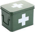 Lassos Boutique Retro Enameled First Aid Box for Medicine Storage and Home Decor with Lid and Removable Tray (Green/White) by Lassos+Boutique