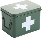 Lassos Boutique Retro Enameled First Aid Box for Medicine Storage and Home Decor with Lid and Removable Tray (Green/White) by Lassos+Boutique