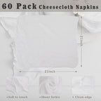 60 Pack White Cheesecloth Napkins Washable 21x21 Inches White Cloth Napkins Set of 60 Dinner Table Napkins for Wedding Cotton Gauze Bridal Baby Shower Rustic Boho Summer Party Table Decor - Image 3