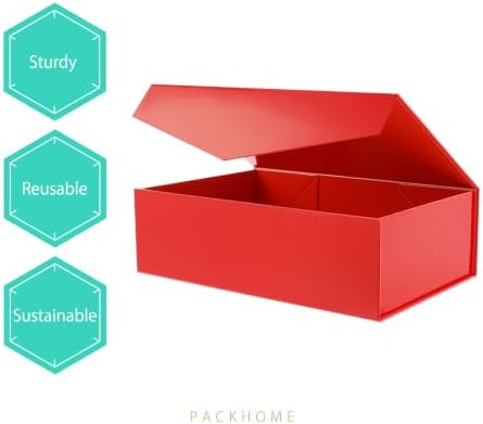 PACKHOME 6 Large Red Gift Boxes 13.5x9x4.1in with Magnetic Lids - Image 4
