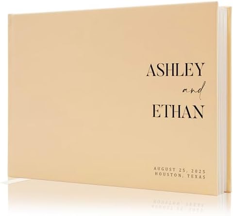 Personalized Guest Book - 11.5" x 8.5" Premium Custom Guest Signing Book with Bookmark and Blank Pages for Wedding Reception Table Decoration Engagement Birthday Party Event, Butter by ModernAlbumDesigns