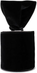 Meseey 4 Inch Wide Black Velvet Wired Ribbon, 20 Yards Velvet Ribbon with Wire Edge for Christmas Tree, Wreaths, Gift Wrapping, Bows, Crafts, Wedding and Holiday Decorations by MeseeyRibbonBow