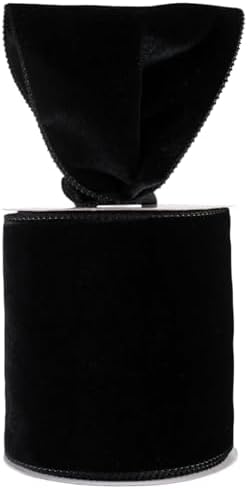 Meseey 4 Inch Wide Black Velvet Wired Ribbon, 20 Yards Velvet Ribbon with Wire Edge for Christmas Tree, Wreaths, Gift Wrapping, Bows, Crafts, Wedding and Holiday Decorations by MeseeyRibbonBow
