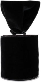 Meseey 4 Inch Wide Black Velvet Wired Ribbon, 10 Yards Solid Color Velvet Ribbon with Wire Edge for Christmas Tree, Wreaths, Gift Wrapping, Bows, Crafts by MeseeyRibbonBow