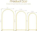 Toolterritary Set of 3 Metal Arch Backdrop Stand with Cover Set, (7.2FT, 6.6FT, 6FT Wedding Arch and Cover Set), Backdrop Arch for Party, Baby Shower, Birthday, and Graduation Ceremony - Image 7