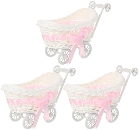 Amosfun 3pcs Baby Stroller Woven Baskets Set Birthday Wedding Party Supplies Candy Snack Tray by Amosfun