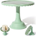 Cake Stand for Desserts & Entertaining - Light/Dark Green Stripe, 10.5" by EmergencyConfetti