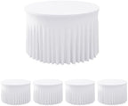 Fitted White Spandex Table Skirts for Wedding Party,60 Inch Round,4 Pack by HolidayIdeas