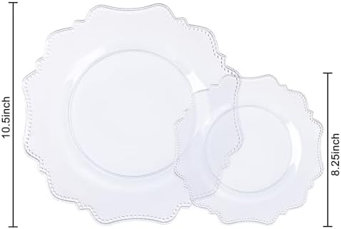 COLOSUS 60PCS Clear Plastic Plates, Fancy Beaded Plastic Plates for Wedding - Image 4