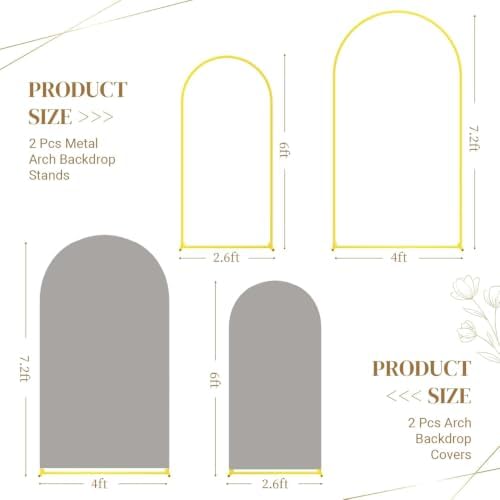 Toolterritary Metal Arch Backdrop Stand and Cover Set, 7.2FT, 6FT Party Backdrop, Easy to Assemble, Backdrop Stand for Parties, Birthday, Baby Shower - Image 2