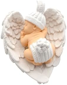 Baby Shower Favor, Set of Stone Angel with Wing Baby Favor Magnet, Pink white Blue Baby Favor Boy with Thank You Tags, Favor, Magnets, Gender Reveal (White, Set of 30) by GiftUp